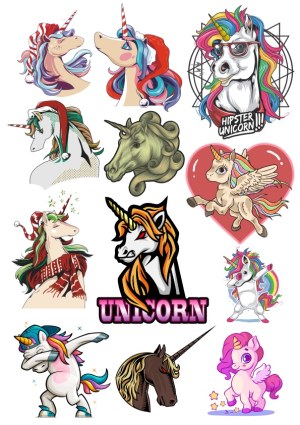 Collection of Colorful Unicorn Vector Illustrations Free Vector