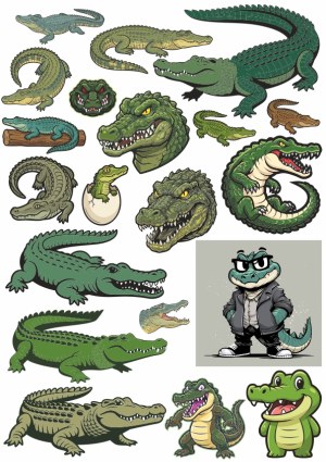 Collection of Cartoon and Realistic Alligator and Crocodile Vectors Free Vector