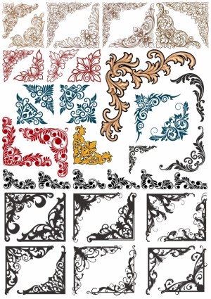 Ornate Vintage Floral Corner Vector Designs Free Vector