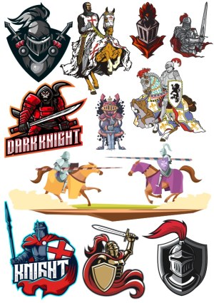 Medieval Knights and Heraldic Vector Icons Collection Free Vector