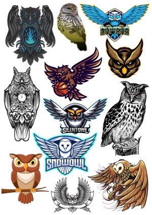 Variety of Stylized and Realistic Owl Illustrations and Logos Free Vector