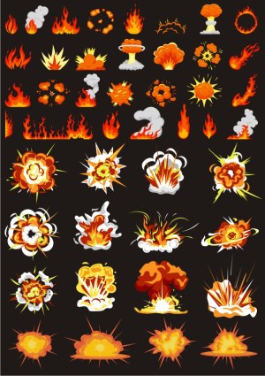 Collection of Fire and Explosion Vector Icons Free Vector