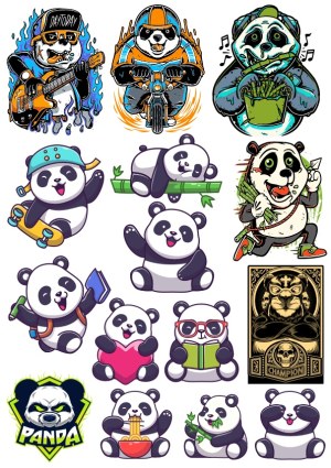 Cartoon and Cool Panda Vector Illustrations Collection Free Vector