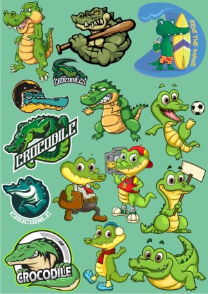 Cartoon Crocodile Characters and Logos Vector Collection Free Vector