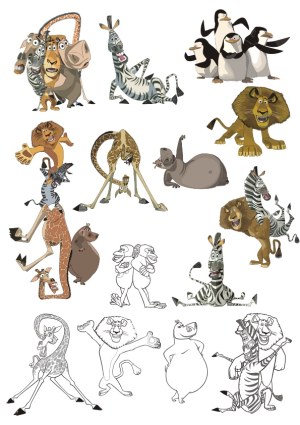Cartoon Wild Animals and Birds Vector Characters Collection Free Vector
