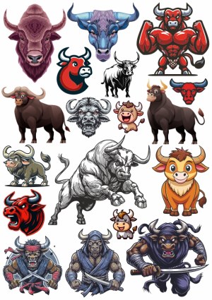 Collection of Bull and Buffalo Vector Mascots and Characters Free Vector