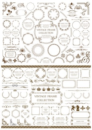 Vintage Decorative Frames and Borders Collection Free Vector