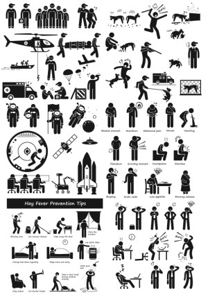 Medical Emergency Response and Health Symptoms Illustrated Icons Free Vector