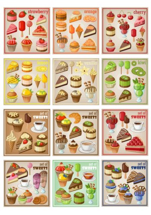 Collection of Fruit-Flavored Dessert and Sweet Treat Vector Sets Free Vector