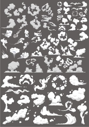 Collection of Various White Smoke and Cloud Vector Designs Free Vector