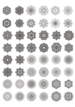 Set of Elegant Black and White Mandala Vector Designs Free Vector