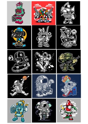 Collection of Urban and Space-Themed Cartoon Characters Vector Pack Free Vector