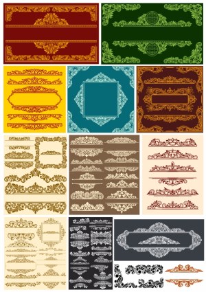 Vintage Ornamental Frame Borders and Decorative Elements Collection Free Vector