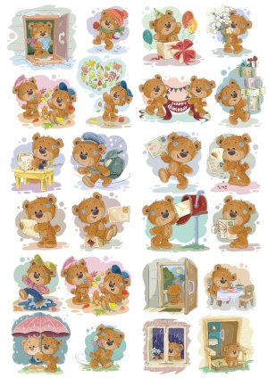 Cute Bear Characters in Various Seasonal and Daily Life Activities Free Vector