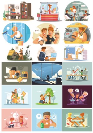 Everyday Life Scenes Collection Free Vector