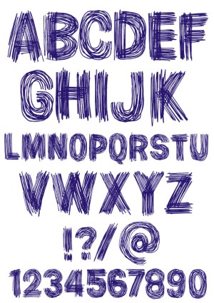 Hand-Drawn Sketched Alphabet and Numbers Vector Free Vector