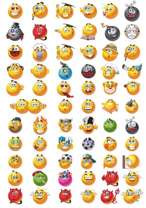 Collection of 60 Unique Expressive Emoji Smileys Vector Icons Free Vector