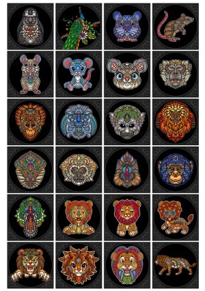 Colorful Decorative Animal Head Vectors in Ornate Style Free Vector