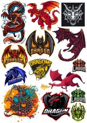 Collection of Colorful Dragon and Dragon Head Vector Logos Free Vector