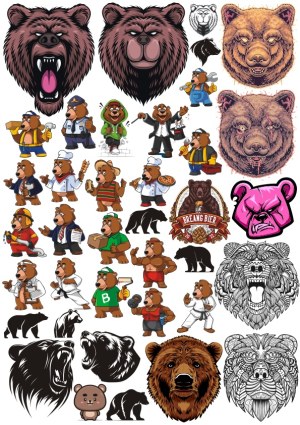 Collection of Bear Illustrations and Mascots Free Vector