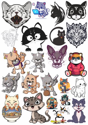 Diverse Cat and Feline Character Vector Illustrations Free Vector