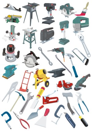 Collection of Various Construction and Workshop Tools Vector Free Vector
