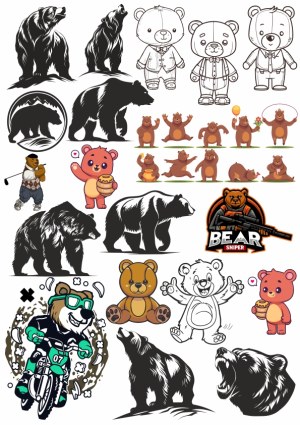 Collection of Bear Illustrations and Characters Free Vector
