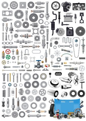 Comprehensive Vector Collection of Mechanical and Automotive Parts Free Vector
