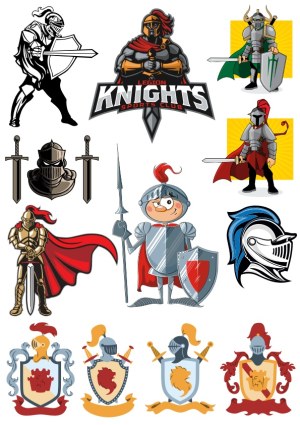 Medieval Knight and Heraldry Vector Collection Free Vector