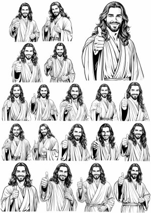 Hand-Drawn Vector Illustrations of a Bearded Man Giving Thumbs Up Free Vector