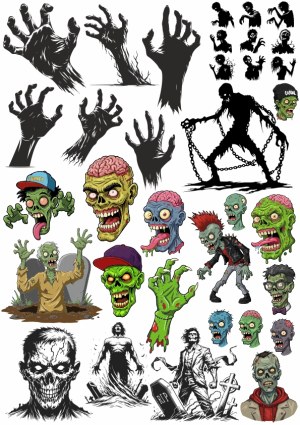 Horror Zombie and Undead Hands Vector Collection Free Vector