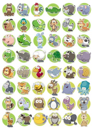 Cartoon Animal Stickers Collection Free Vector
