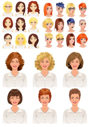 Vector Collection of Female Avatars and Hairstyles Free Vector