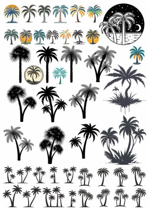 Palm Tree Vector Clipart Collection Free Vector