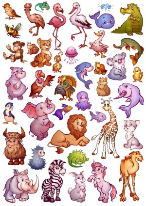 Cute Cartoon Animal Characters Vector Set Free Vector