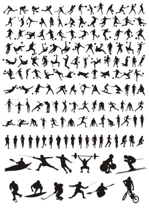 Silhouettes of Various Sports and Athletic Activities Free Vector