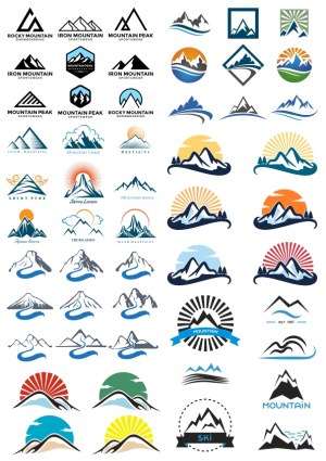 Collection of Mountain and Peak Logo Vector Designs Free Vector