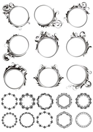 Decorative Round Vintage Frames and Floral Borders Vector Set Free Vector