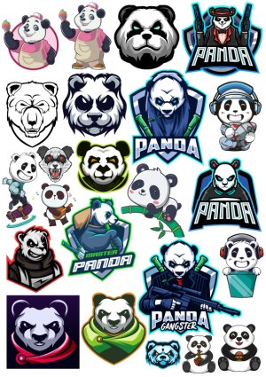Collection of Panda-Themed Vector Illustrations and Logos Free Vector