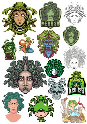 Collection of Medusa and Gorgon Mythological Vector Illustrations Free Vector