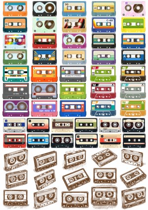 Retro Audio Cassette Tape Clipart Collection Free Vector