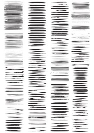 Set of Black Grunge Brush Stroke Lines Free Vector