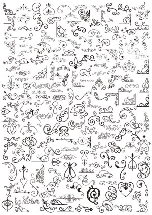 Set of Ornate Vintage Flourishes and Swirls Vector Elements Free Vector