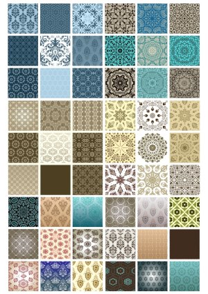Collection of Vintage-Inspired Seamless Pattern Vectors in Various Colors Free Vector