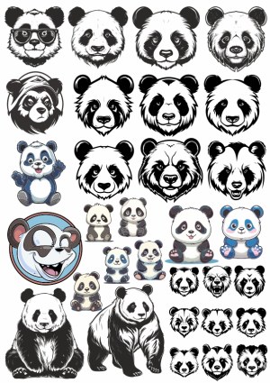 Panda Bear Vector Collection with Cute and Stylized Designs Free Vector