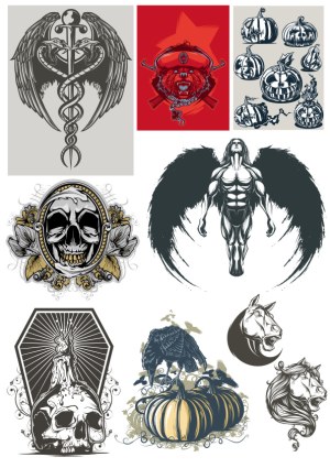 Collection of Dark Gothic and Halloween Themed Vector Illustrations Free Vector