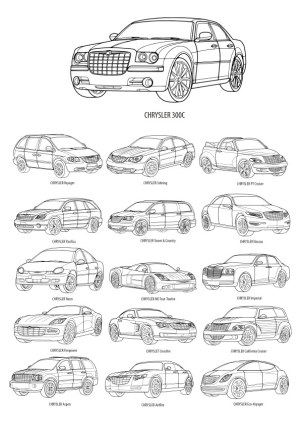 Chrysler Car Models Line Art Vector Set Free Vector