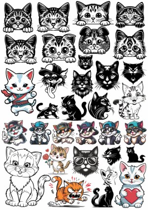 Collection of Cat Vector Illustrations and Cartoons Free Vector