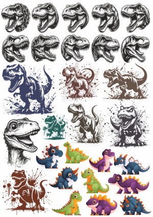 Vector Collection of Dinosaur Illustrations and Cartoon Characters Free Vector