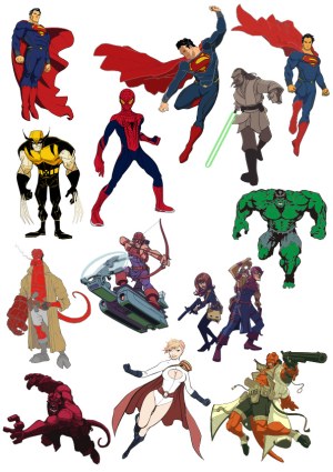 Collection of Diverse Cartoon Superhero Characters Free Vector